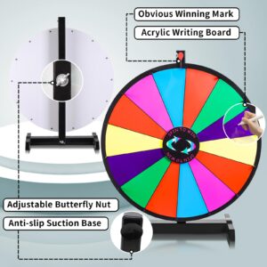 iElyiEsy 18 Inch Spinning Wheel for Prize 14 Slots Tabletop Prize Wheel Spinner with Stand, Dry Erase Marker and Eraser for Trade Show Carnival Party Pub Fortune Game