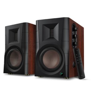 HiVi-Swans D200 Bluetooth Powered Bookshelf Speakers - Studio Monitor Speakers - Computer Speakers for TV/Turntable/PC/Monitor - 5 Inch Near Field Desk Speakers 260w RMS - Wood Grain