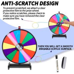 iElyiEsy 18 Inch Spinning Wheel for Prize 14 Slots Tabletop Prize Wheel Spinner with Stand, Dry Erase Marker and Eraser for Trade Show Carnival Party Pub Fortune Game