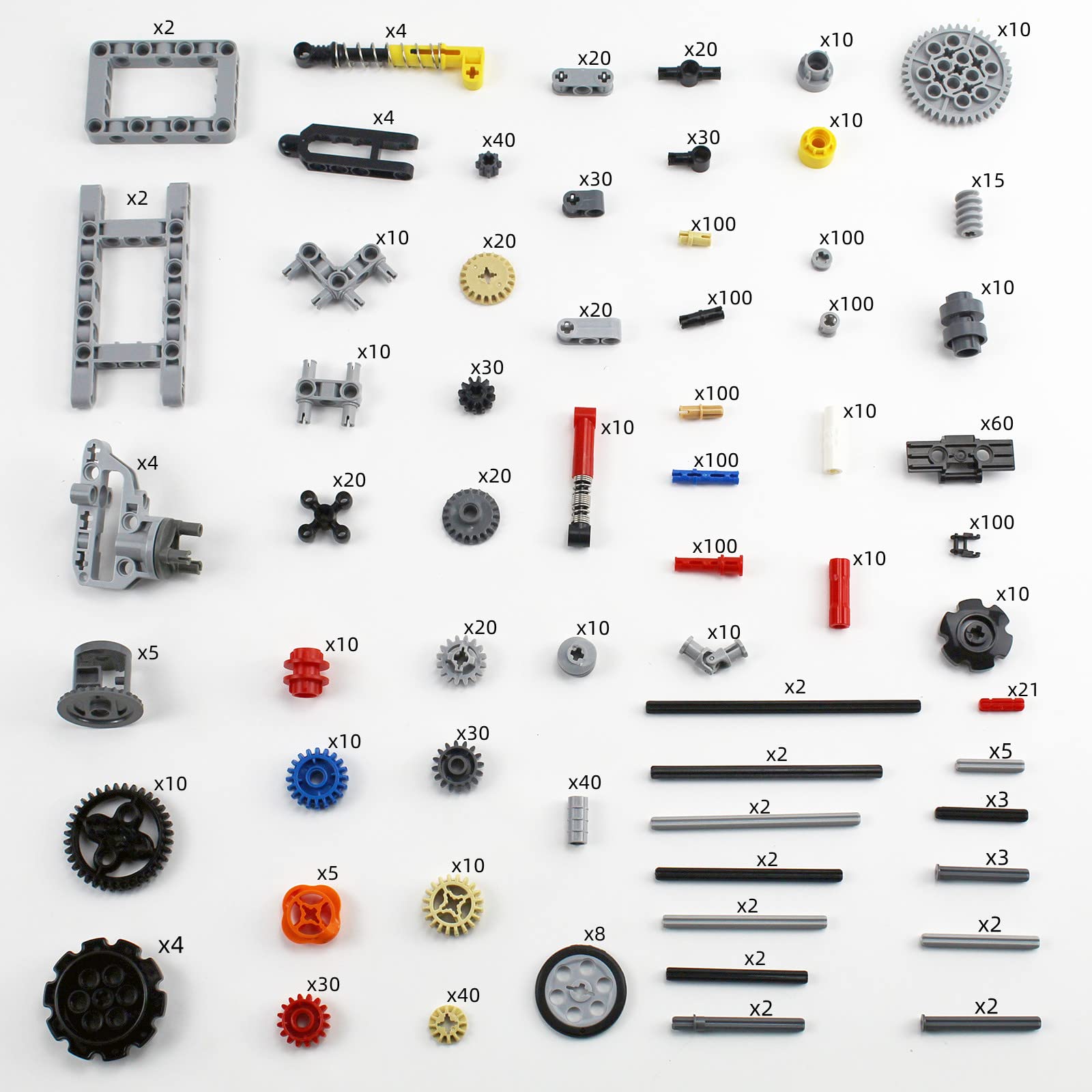 TTLYHEK 1533 PCS Technical Parts Building Block Accessories Vehicles Gears Cross Axles Wheels Connector Pieces Set Chain Link Pin Joint Shock Absorber MOC Toys