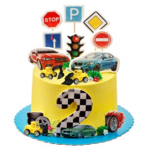 Zhanmai Mini Construction Engineering Trucks Set, 24 Pcs Small Construction Toys and Treat Bags with Twist Ties for Cake Birthday Party Favors Construction Birthday Party Supplies