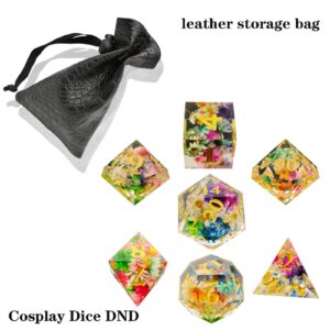 DND Dice Set D&D RPG dice Sets Dungeons and Dragons Polyhedral Resin Dice Bags Sharp Edge Dice Roleplaying Games MTG dice 7 Accessories D4 D6 D8 D10 D12 D20（Suit）