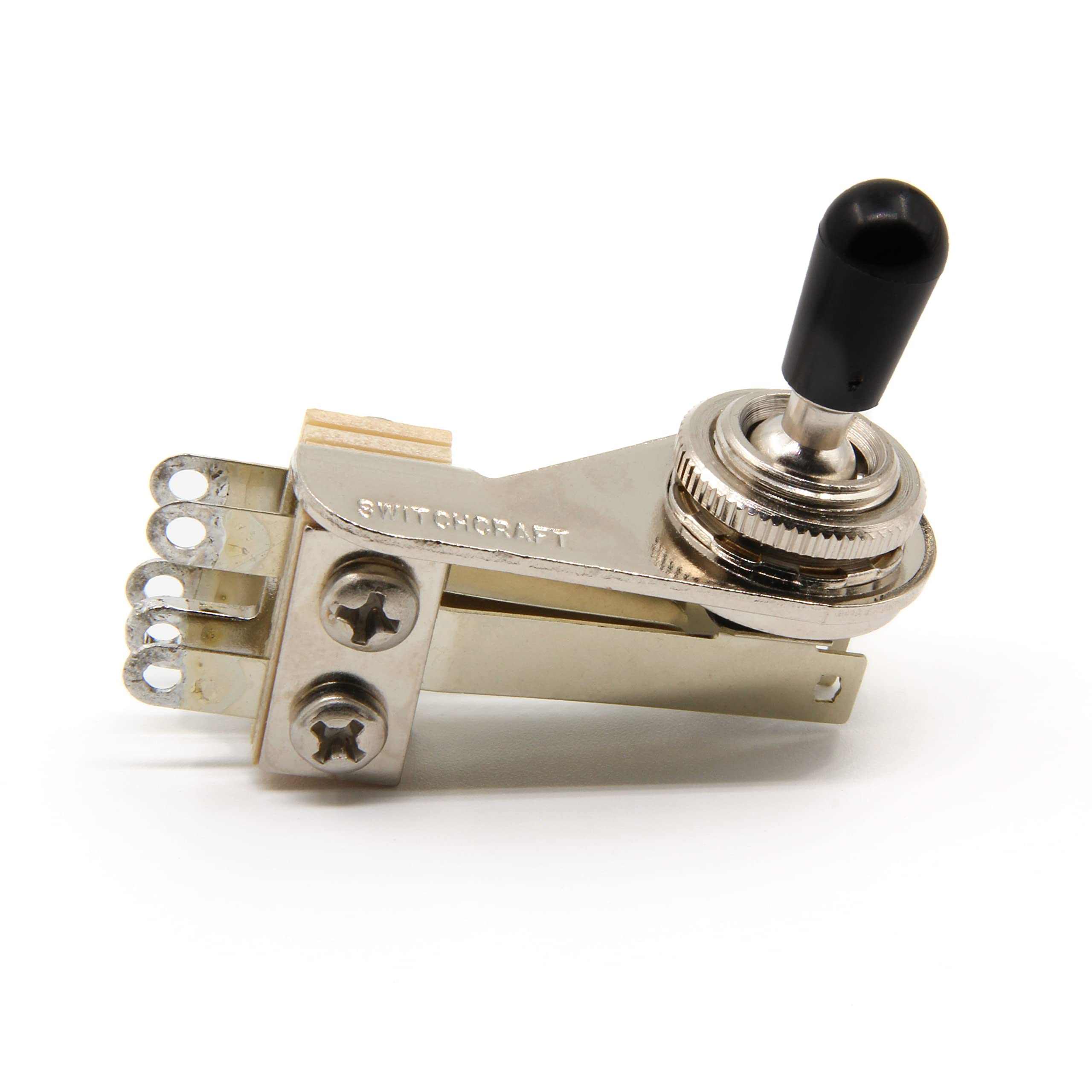 Switchcraft 3-Way Right Angle L-Type Toggle Switch w/Genuine Switchcraft Tip - Black, White, Cream or Amber - for Electric Guitar (Black Tip)