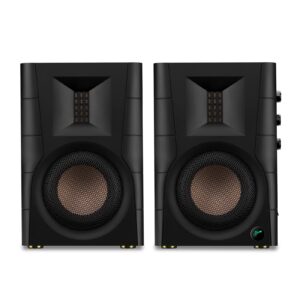 HiVi-Swans D200 Bluetooth Powered Bookshelf Speakers - Studio Monitor Speakers - Computer Speakers for TV/Turntable/PC/Monitor - 5 Inch Near Field Desk Speakers 260w RMS - Wood Grain