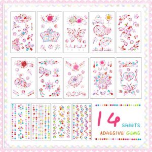 JenPen 2 Pcs Decorate Your Own Baseball Cap with 14 Sheets Adhesive Gems Stickers Rhinestone Glitter Gem Stickers with Unicorn Tote Bag, Funny Creative DIY Arts Crafts Activity for Kids Girls Toys