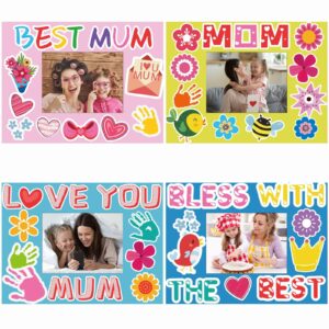 30 Packs Mother's Day Picture Frame Craft Kits for Kids Mother's Daytime DIY Craft Flower Bee Butterfly Easter Art Favor Home Classroom Game Activities Bulletin Board Decoration