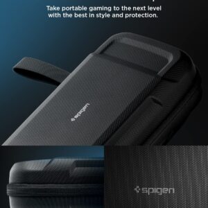 Spigen Rugged Armor Pro Designed for Steam Deck LCD (2022) / Steam Deck OLED (2023) Hard Shell Travel Carrying Case with Pockets for Accessories and Original Charger Storage Bag Carry Case - Black