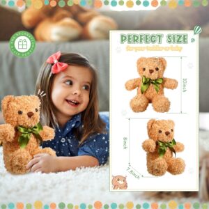 9 Pieces Cute Bear Stuffed Animals, 10 Inch Soft Plush Stuffed Bears Toy Bulk with Bow Tie for Kids Boys Girls Graduation Baby Shower Christmas Birthday Party Gift Favors (Dark Brown, Golden, White)