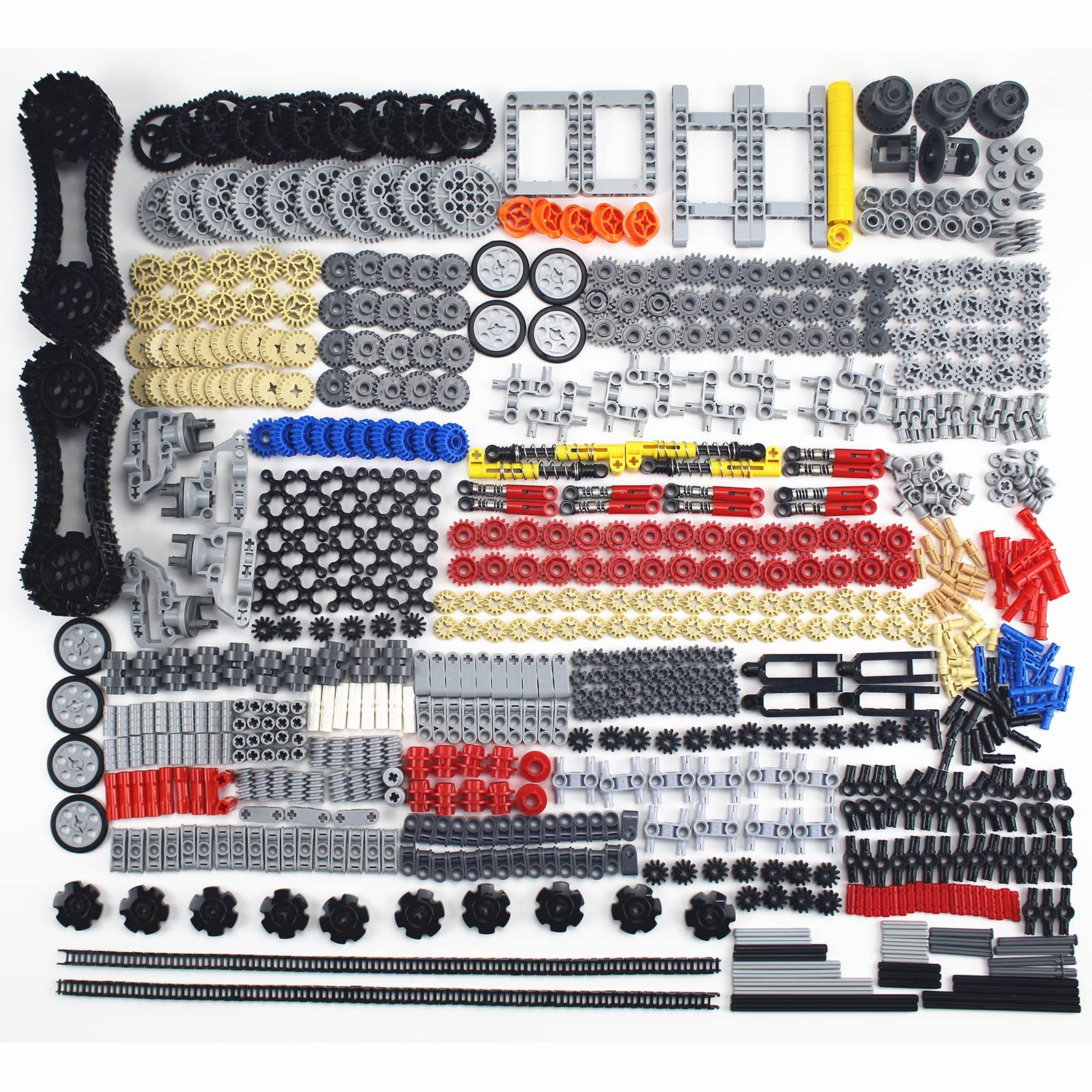 TTLYHEK 1533 PCS Technical Parts Building Block Accessories Vehicles Gears Cross Axles Wheels Connector Pieces Set Chain Link Pin Joint Shock Absorber MOC Toys