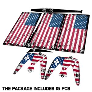 HK Studio US Flag Decal Sticker Skin Specific Cover for Both PS5 Disc Edition and Digital Edition - Waterproof, No Bubble, Including 2 Controller Skins and Console Skin