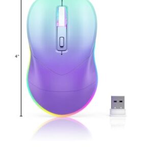 Wireless Mouse, Jiggler Mouse for Laptop - LED Mouse Rechargeable Computer Mice Mouse Mover Undetectable Random Movement with On/Off Button Keeps Computer Awake - Gradient Purple