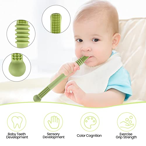 Yinghezu Hollow Teether Tubes, 6 Pack Chew Straw Toy for Infant Toddlers Silicone Teething Toys for Babies, 0-6 Months 6-12 Months BPA Free/Freezable/Dishwasher and Refrigerator Safe