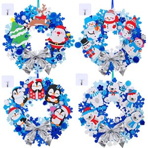 winlyn 12 sets christmas craft kits winter crafts diy christmas snowflake wreath ornaments decorations art sets snowman santa christmas foam stickers arts and crafts for kids classroom art activities