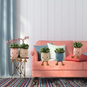 AUCOOMA Stuffed Plants Succulent Plush for Kids, Potted Succulents Plush Pillow Toy 9.8"