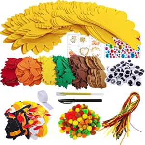 Winlyn 24 Sets Thanksgiving Turkey Ornaments Decorations Art Sets DIY Thanksgiving Craft Kits Fall Crafts Autumn Leaf Pumpkin Turkey Foam Stickers Arts and Crafts for Kids Party Classroom Activities