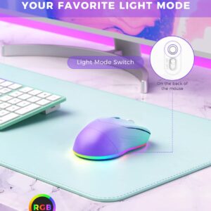 Wireless Mouse, Jiggler Mouse for Laptop - LED Mouse Rechargeable Computer Mice Mouse Mover Undetectable Random Movement with On/Off Button Keeps Computer Awake - Gradient Purple