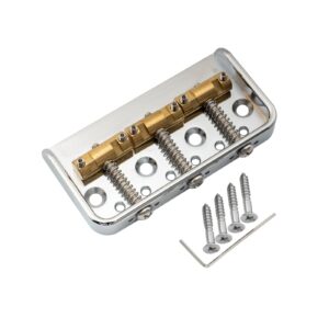 Musiclily Ultra 54mm(2-1/8 inch) Vintage Short Tele Bridge with Solid Aluminum Plate Brass Compensated 3-Saddle for Telecaster Style Electric Guitar, Chrome