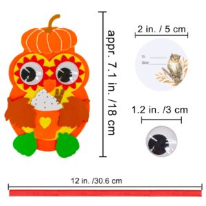 Winlyn 24 Sets Fall Craft Kits Thanksgiving Crafts DIY Fall Owl Ornaments Decoration Art Sets Autum Owl Maple Leaf Pumpkin Arts and Crafts Harvest Foam Stickers for Kids Halloween Classroom Activities