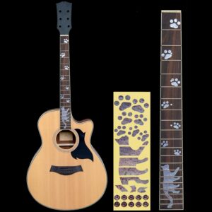 Guitar Neck Fretboard Sticker, Fret Inlay Decal for Ukulele, Music Guitar, Bass, Acoustic Guitar, Electric Guitar, Silver Thin (Cat Paw)