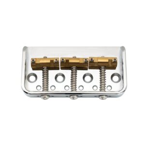 musiclily ultra 54mm(2-1/8 inch) vintage short tele bridge with solid aluminum plate brass compensated 3-saddle for telecaster style electric guitar, chrome