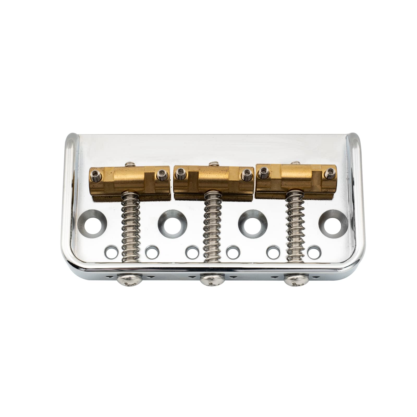 Musiclily Ultra 54mm(2-1/8 inch) Vintage Short Tele Bridge with Solid Aluminum Plate Brass Compensated 3-Saddle for Telecaster Style Electric Guitar, Chrome