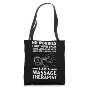 i am a massage therapist muscle therapy relaxation tote bag