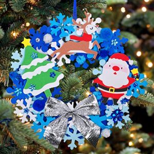 Winlyn 12 Sets Christmas Craft Kits Winter Crafts DIY Christmas Snowflake Wreath Ornaments Decorations Art Sets Snowman Santa Christmas Foam Stickers Arts and Crafts for Kids Classroom Art Activities