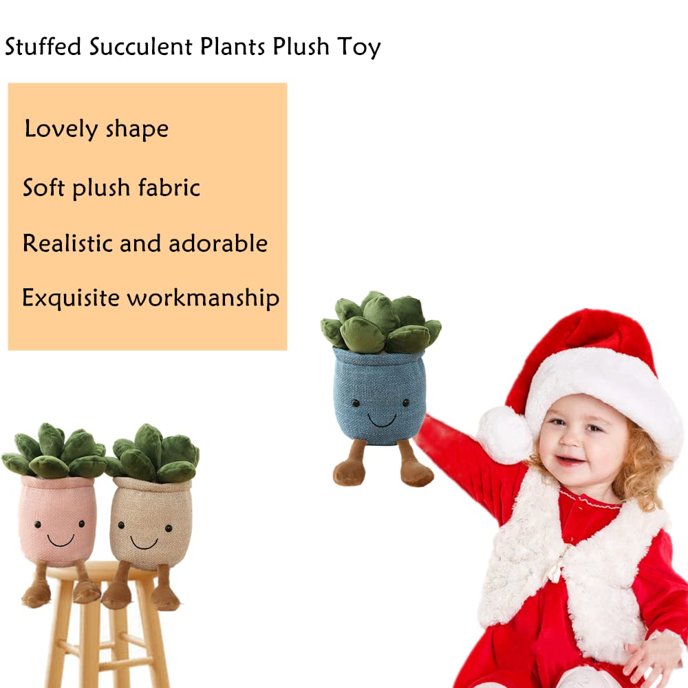 AUCOOMA Stuffed Plants Succulent Plush for Kids, Potted Succulents Plush Pillow Toy 9.8"