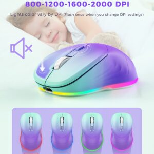 Wireless Mouse, Jiggler Mouse for Laptop - LED Mouse Rechargeable Computer Mice Mouse Mover Undetectable Random Movement with On/Off Button Keeps Computer Awake - Gradient Purple