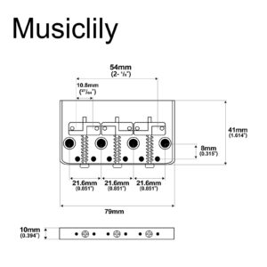 Musiclily Ultra 54mm(2-1/8 inch) Vintage Short Tele Bridge with Solid Aluminum Plate Brass Compensated 3-Saddle for Telecaster Style Electric Guitar, Chrome