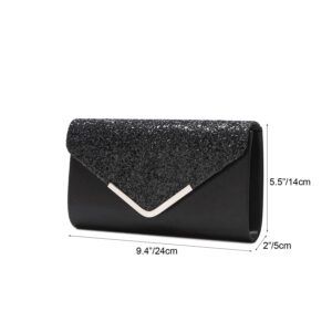 LAM GALLERY Sparkling Evening Clutch Handbag Bling Wedding Bride Purse Glitter Chain Shoulder Crossbody Bag - Black