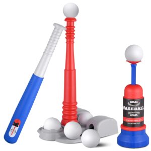 eppo tee ball set for kids 3-5|5-8, kids baseball tee, t-ball set for toddlers 2-6, 6 balls, teeball batting tee, pitching machine, nice gift outdoor sport toy games for kids 3-12 years boys & girls