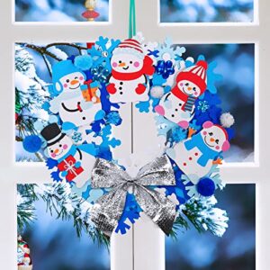 Winlyn 12 Sets Christmas Craft Kits Winter Crafts DIY Christmas Snowflake Wreath Ornaments Decorations Art Sets Snowman Santa Christmas Foam Stickers Arts and Crafts for Kids Classroom Art Activities