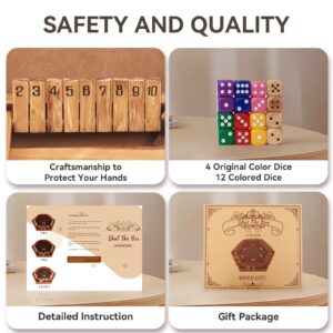 WOOD CITY Shut The Box Game Wooden for 6 Players, Close The Box Math Game for Kids Adults with 16 Dice, 6 Way Tabletop Quick Board Game for Family Friends 3+ Years Old in Classroom, Party or Pub