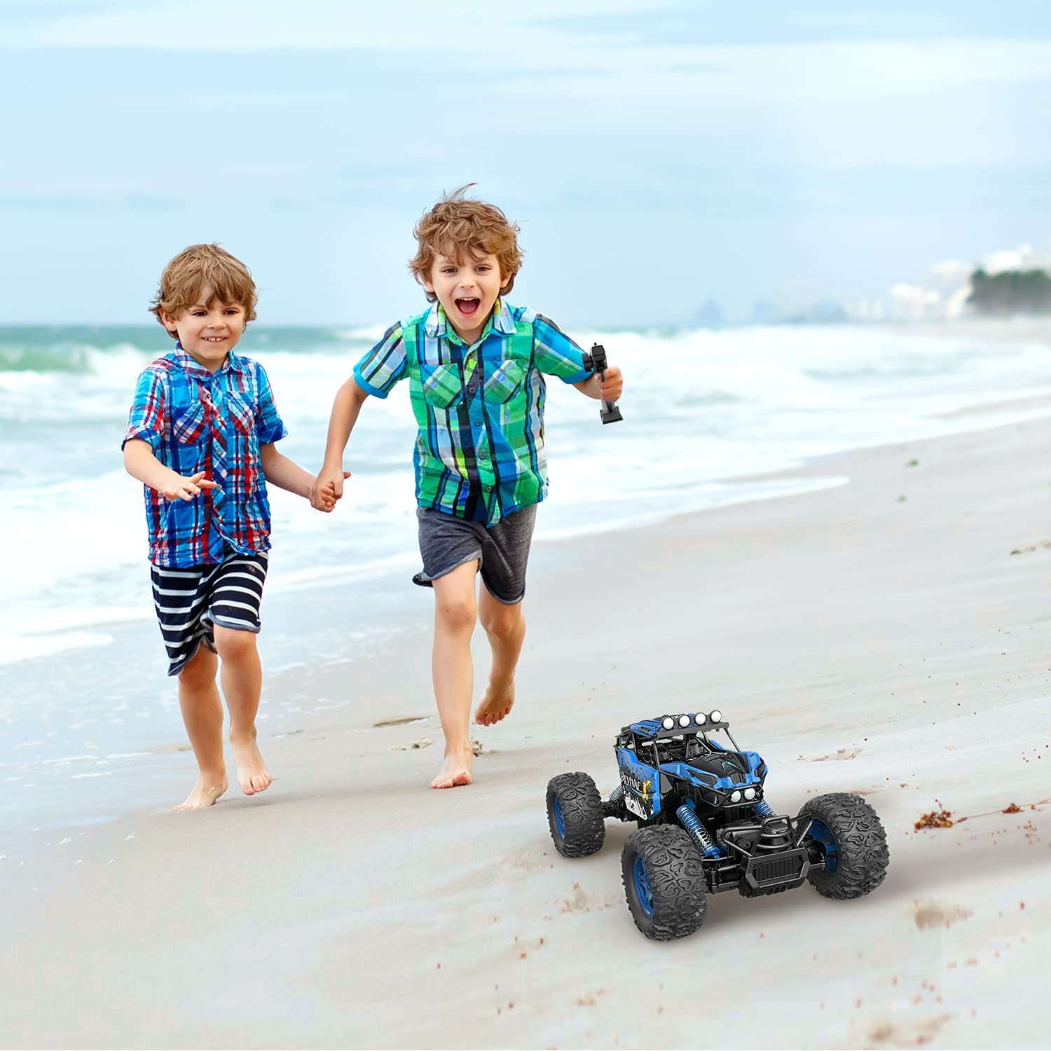 CROBOLL 1:12 Large Remote Control car for Boys Kids with Lifting Function,4WD RC Cars Electric Monster Truck Toy Gifts 4X4 Off-Road RC Rock Crawler 2.4GHz RC Truck with 2 Batteries(Blue)