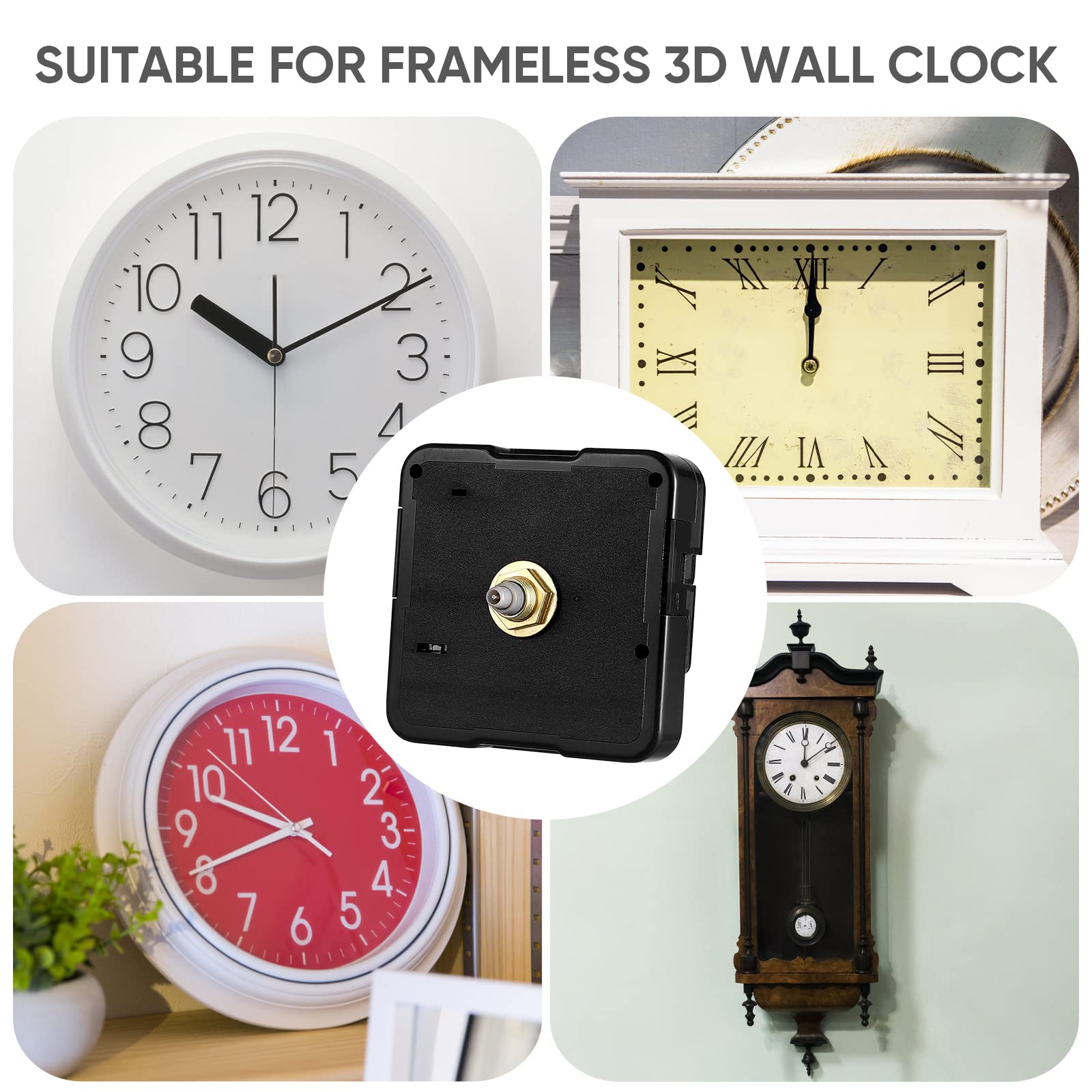 Clock Mechanism Replacement - DIY Quartz Clock Repair, Silent Wall Clock Repair Replacement Parts, Clock Battery Operated Works (No Battery)