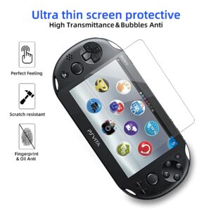 Xahpower PS Vita 2000 Screen Protector, 9H Tempered Glass Front Screen Protector and HD Clear PET Back Screen Protective Film for Sony PlayStation Vita 2000