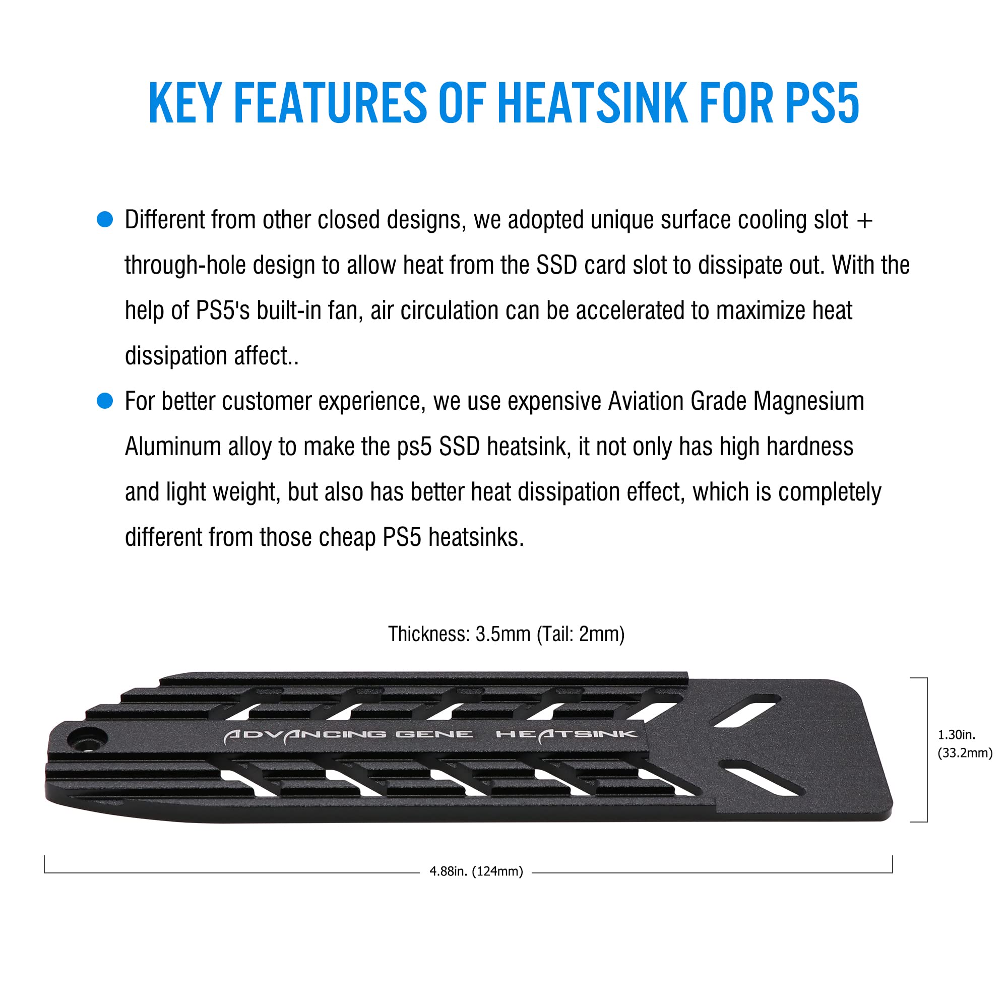 Advancing Gene M.2 NVMe Heatsink for PS5 Console, Black