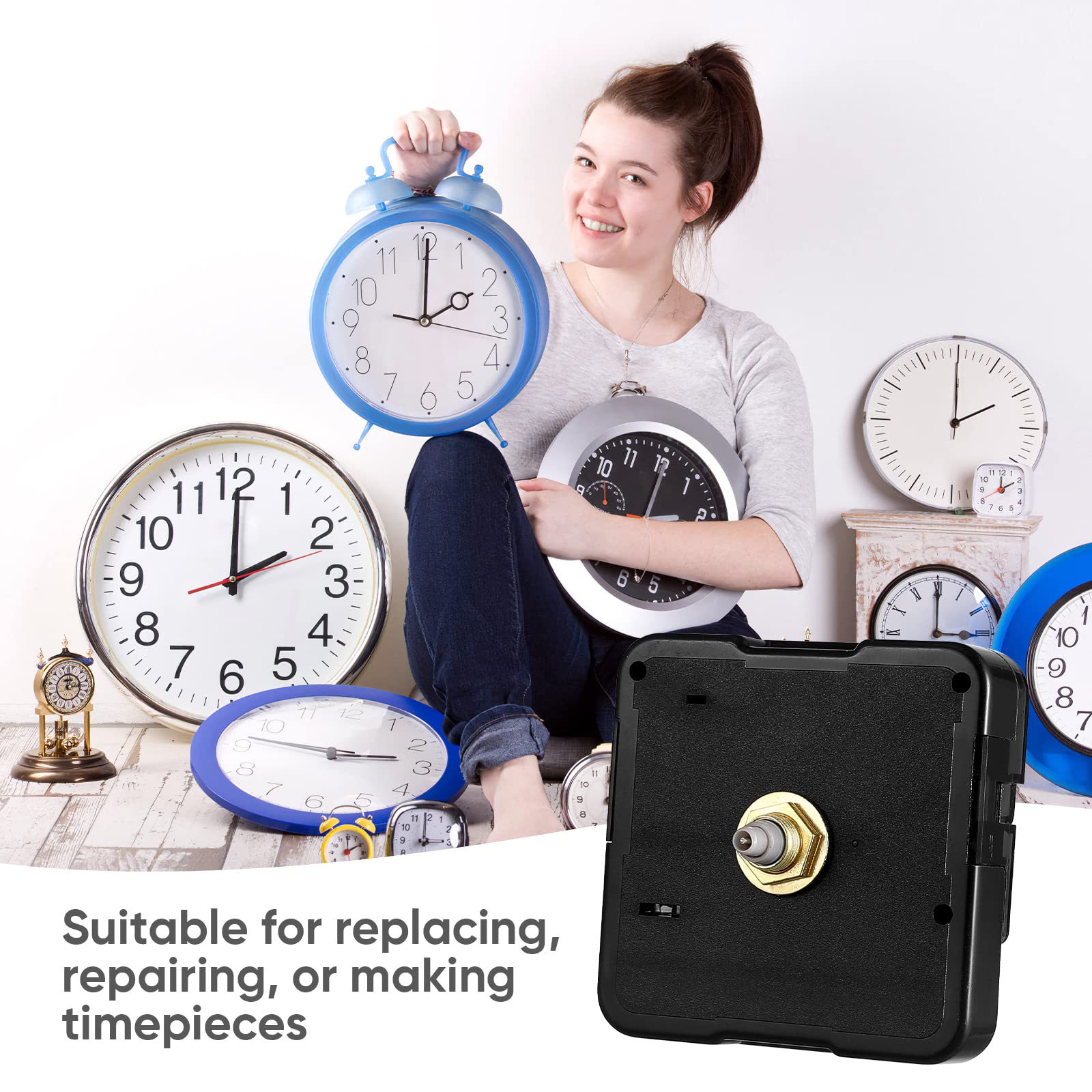 Clock Mechanism Replacement - DIY Quartz Clock Repair, Silent Wall Clock Repair Replacement Parts, Clock Battery Operated Works (No Battery)