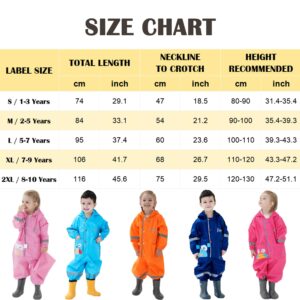 Kids Toddler Rain Suit for Boys Girls One Piece Hoodie Zipper Cute Cartoon Owl Waterproof Rain Jacket 7-9 Years XL Size