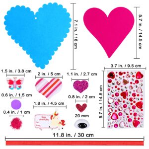 Winlyn 24 Sets Valentine's Day Heart Ornaments Decorations DIY Felt Heart Valentine Craft Kits Assorted Felt Heart Stickers Googly Eyes for Kids Valentine Gift Exchange Classroom Activity Art Project