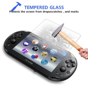 Xahpower PS Vita 2000 Screen Protector, 9H Tempered Glass Front Screen Protector and HD Clear PET Back Screen Protective Film for Sony PlayStation Vita 2000