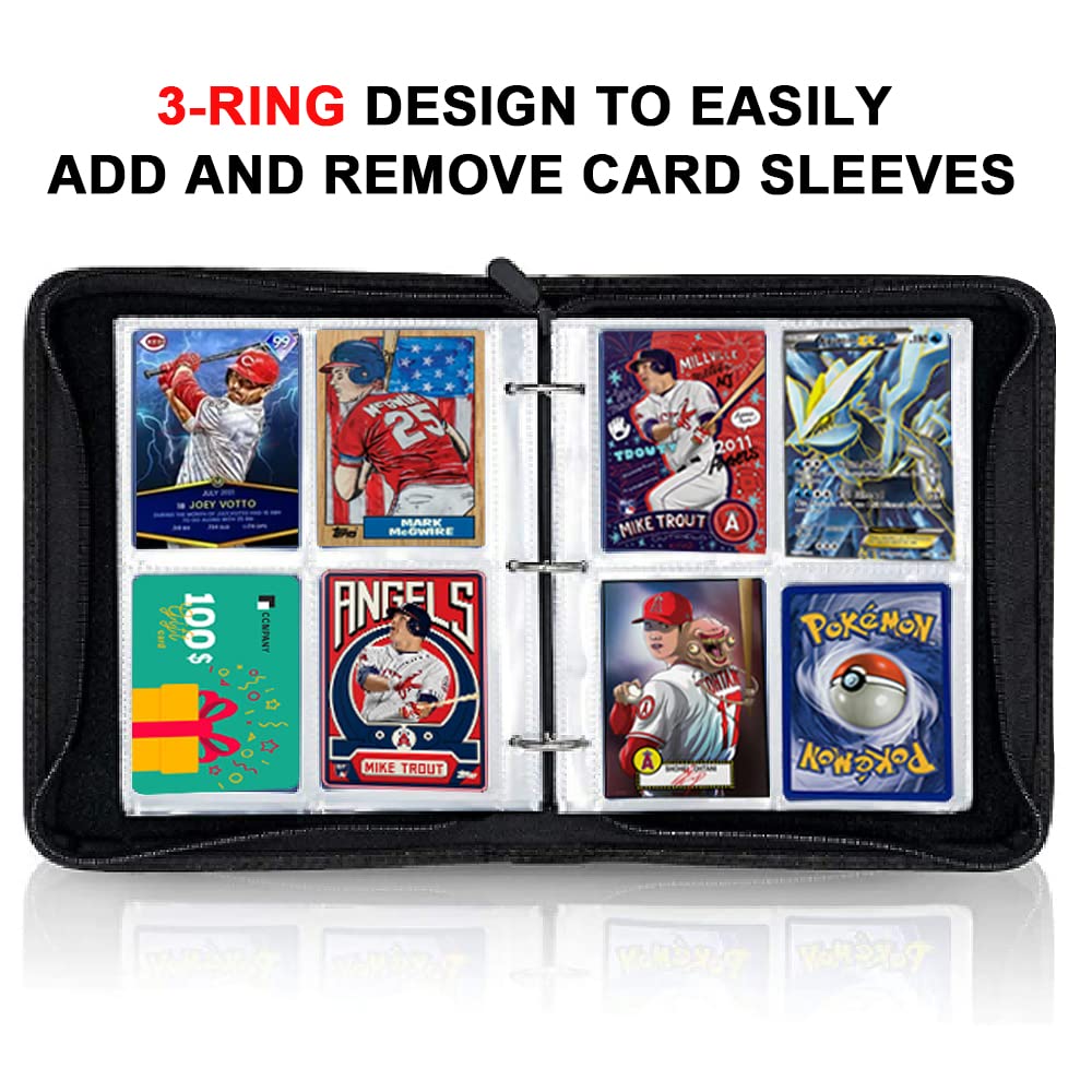 480 Pockets Card Binder Holder, FOME 4-Pocket Football Trading Card Binder Fits 480 Cards 3 Rings Expandable Football Card Collector Album Holder with Zipper Carrying Case Binder for Football Card