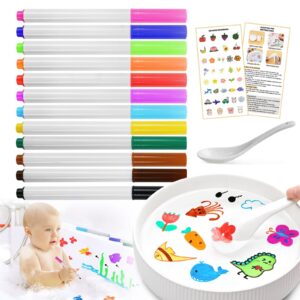 qetrabone magical water painting pen-12 colors double ended, erasing whiteboard marker, doodle water floating pens, magic water painting pen for kids