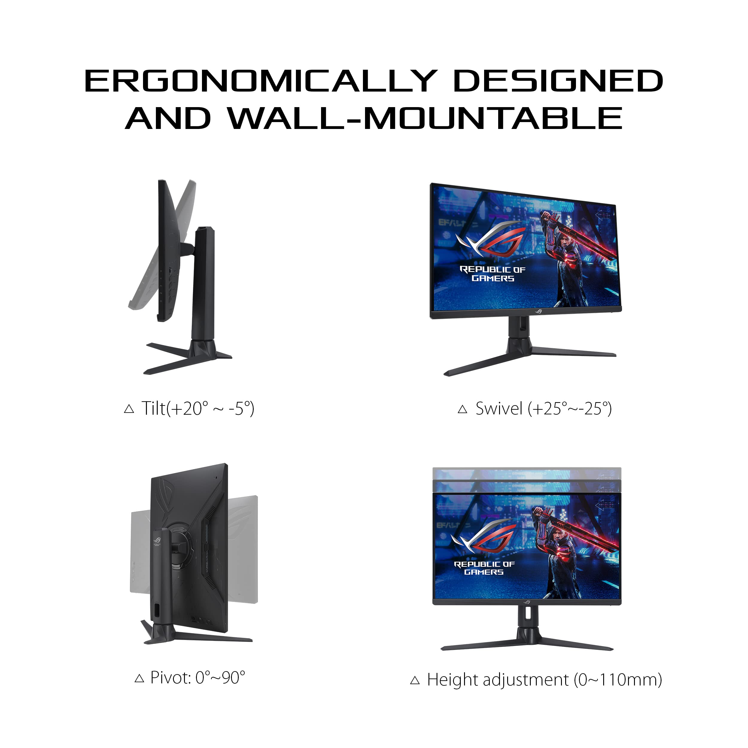 ASUS ROG Strix 27” 1080P Gaming Monitor (XG276Q) - Full HD, IPS, 170Hz, 1ms, Extreme Low Motion Blur, FreeSync Premium technology, DisplayPort, HDMI, Tripod socket for Webcam, DisplayHDR400, BLACK