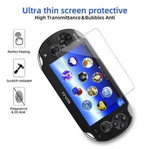 Xahpower PS Vita 1000 Screen Protector, 9H Tempered Glass Front Screen Protector and HD Clear PET Back Screen Protective Film for Sony PlayStation Vita 1000