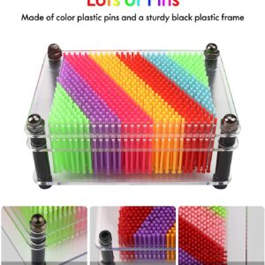 ZJMZZM 3D Pin Art Toy – Unique Rainbow Plastic Pin Art Board for Kids，3.7 * 5 inch 3D Pin Impression Sculpture Needle Toys to Inspire Imagination and Creativity for Children (Small)