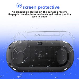 Xahpower PS Vita 2000 Screen Protector, 9H Tempered Glass Front Screen Protector and HD Clear PET Back Screen Protective Film for Sony PlayStation Vita 2000