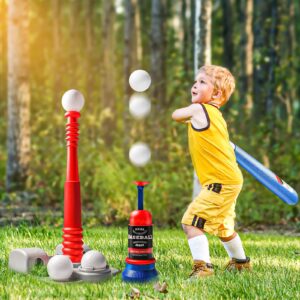 EPPO Tee Ball Set for Kids 3-5|5-8, Kids Baseball Tee, T-Ball Set for Toddlers 2-6, 6 Balls, Teeball Batting Tee, Pitching Machine, Nice Gift Outdoor Sport Toy Games for Kids 3-12 Years Boys & Girls