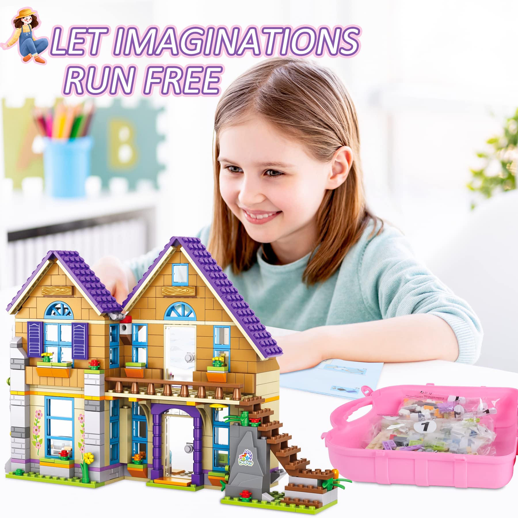 Building Block Set for Girls and Friends Villa Forest House Building Kit, with Portable Storage Box, Makes an Entertaining Learning Construction Toys Christmas Birthday Gift for Kids Boys Girls 6-12